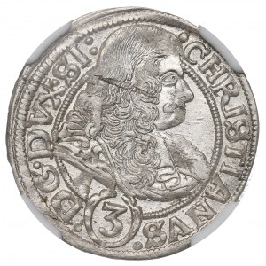 Śląsk, Księstwo Legnicko-Brzesko-Wołowskie, 3 krajcary 1669, Brzeg - NGC MS63