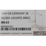 Śląsk, Księstwo Legnicko-Brzesko-Wołowskie, 3 krajcary 1669, Brzeg - NGC MS63