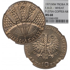 PRL, 10 złotych 1971 FAO - Próba NGC MS68