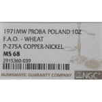 PRL, 10 złotych 1971 FAO - Próba NGC MS68