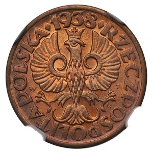 II RP, 1 groszy 1938 - NGC MS66 RB