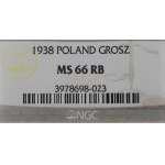 II RP, 1 groszy 1938 - NGC MS66 RB