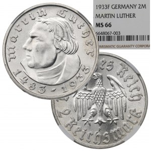 Germany, III Reich, 2 mark 1935 F Martin Luther - NGC MS66