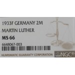 Germany, III Reich, 2 mark 1935 F Martin Luther - NGC MS66