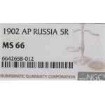 Russia, Nicholas II, 5 rouble 1902 AP - NGC MS66