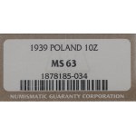 II Republic of Poland, 10 zloty 1939 Pilsudski - NGC MS64