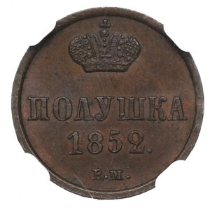 Poland under Russia, 1/4 kopeck 1852 BM - NGC UNC Details