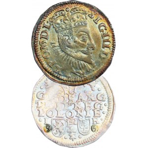 Sigismund III. Vasa, Trojak 1596, Datum gestreut, Poznań - RARE