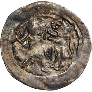 Mieszko I Plątonogi (1177-1211), Racibórz, denar, książę na KONIU - RZADKI