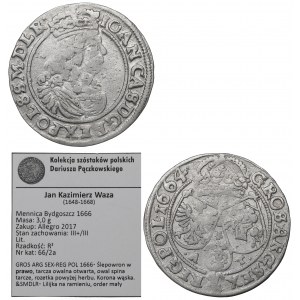 John II Casimir, 6 groschen 1664, Bromberg