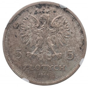 II Republic of Poland, 5 zloty 1928, Warsaw Nike - NGC AU55