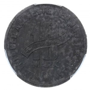 Litzmannstadt Ghetto, 10 mark 1943 - PCGS AU Details