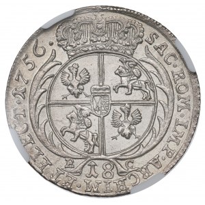 August III Sas, Ort 1756, Lipsk - ex Pączkowski efraimek NGC MS63