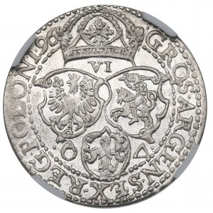 Sigismund III, 6 groschen 1596, Marienburg - NGC MS62