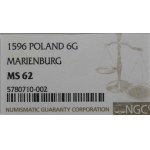 Sigismund III, 6 groschen 1596, Marienburg - NGC MS62