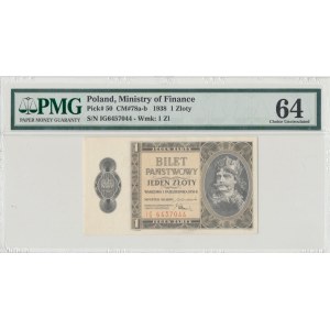 II RP, 1 złoty 1938 IG - PMG 64