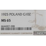 II Republic of Poland, 10 zloty 1925 - NGC MS65