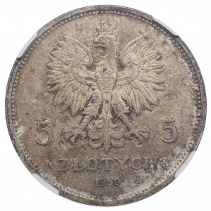 II RP, 5 Zloty 1930 Banner - NGC MS62
