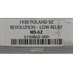 II RP, 5 Zloty 1930 Banner - NGC MS62