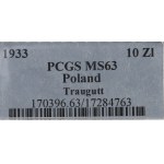 II RP, 10 złotych 1933 Traugutt - PCGS MS63