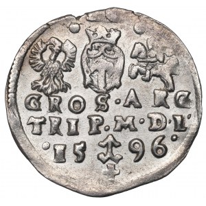 Sigismund III. Vasa, Trojak 1596, Vilnius - Wappen von Preußen und Chalecki