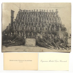 II RP, Photo of Zaleszczyki School Baon with business cards - Eugeniusz Kaminski