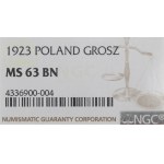 II RP, 1 groszy 1923 - NGC MS63 BN