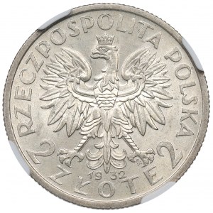 II RP, 2 Zloty 1932, Kopf einer Frau - NGC MS63