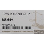 II RP, 10 Zloty 1925 Chrobry - NGC MS64+