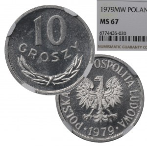 PRL, 10 groszy 1979 - NGC MS67