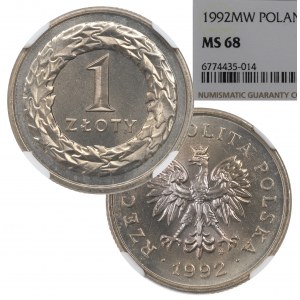 Third Republic, 1 zloty 1992 - NGC MS68