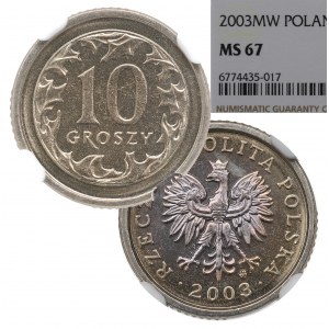 Third Republic, 10 pennies 2003 - NGC MS67