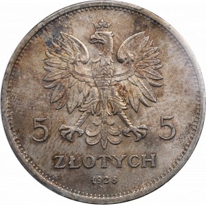 II RP, 5 Zloty 1928 Nike ZZM, Warschau - PCGS MS62