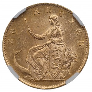 Denmark, 20 kroner 1876 - NGC MS63