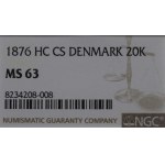 Denmark, 20 kroner 1876 - NGC MS63