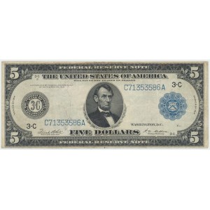 USA, 5 dolarów 1913, niebieska pieczęć