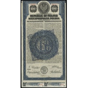 Republik Polen (1918-1939), 20-jähriges Darlehen von 6% in Gold im Wert von 100 $, 1.04.1920