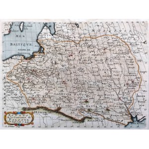 Mapa Rzeczypospolitej z 1667 roku - z okresu szczytu swej potęgi terytorialnej [Polska, Litwa, Podole, Smoleńsk], [N. Sanson, A. d'Winter]