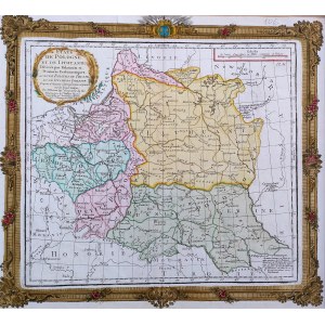 Mapa Polski i Litwy - miedzioryt ręcznie kolorowany - Paryż 1766 [ Z podziałem na Palatynaty i Eklezje kościelne ]