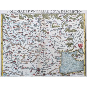 Map of Poland and Hungary from Sebastian Munster's Atlas - 1552 - one of the first maps of Poland [ S. Munster, Poloniae et Ungariae].