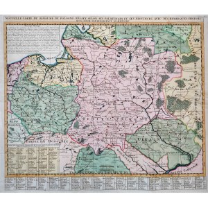 Mapa Rzeczypospolitej z podziałem na palatynaty i prowincje oraz z uwagami historycznymi - Paryż 1710 [ Henri A. Chatelain]