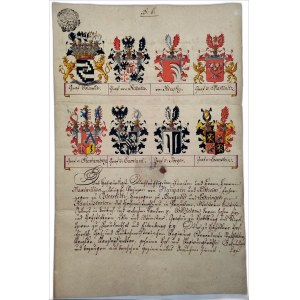 Dokument z ksiąg stanu rycerskiego - ręcznie malowane herby szlacheckie - Wiedeń 1793 [ Heraldyka, Pieczęć Św. Jerzy]