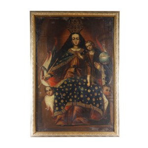 Madonna with Child and cruciferous globe Latin American art 17th/18th century
