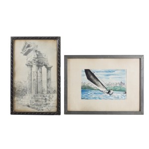Lot of 2 drawings: First half of the 20th century