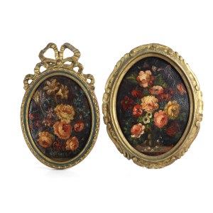 Lot of 2 oval flower bouquets early 20th century