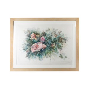Bunch of roses, multiple on paper