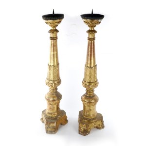 Pair of giltwood torches first half of the 19th century