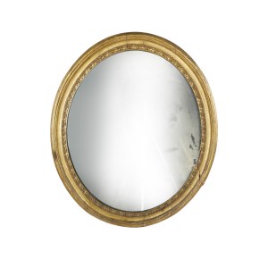 Mirror in gilded wood and oval trim