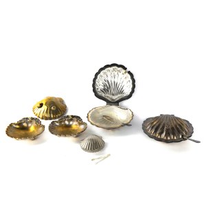 Lot of 6 shells in silver metal mid 20th century