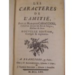 1761. [AUGUST III SAS] CARACCIOLI LOUIS ANTOINE, Les caracteres de l'amitié (…). Nouvelle édition. Corrigée & augmentée.